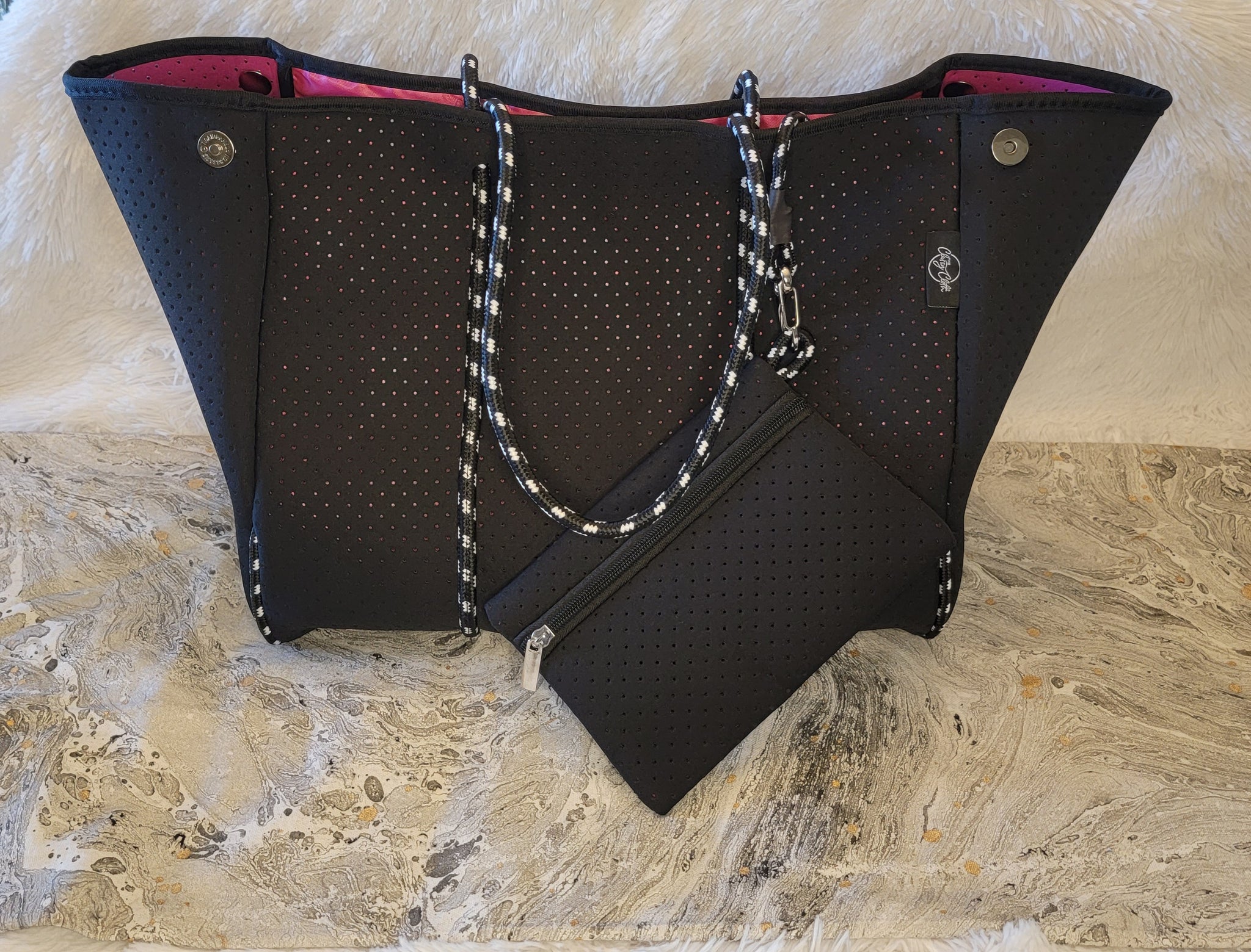 Neoprene Bag Solid Black w/ Pink Inside