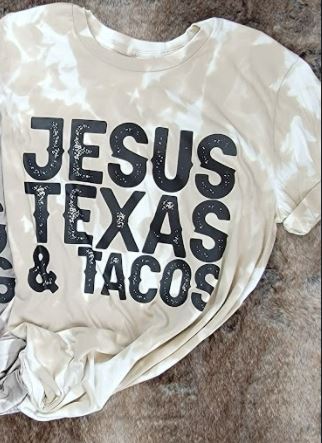 Jesus Texas and Tacos Bleached Tee